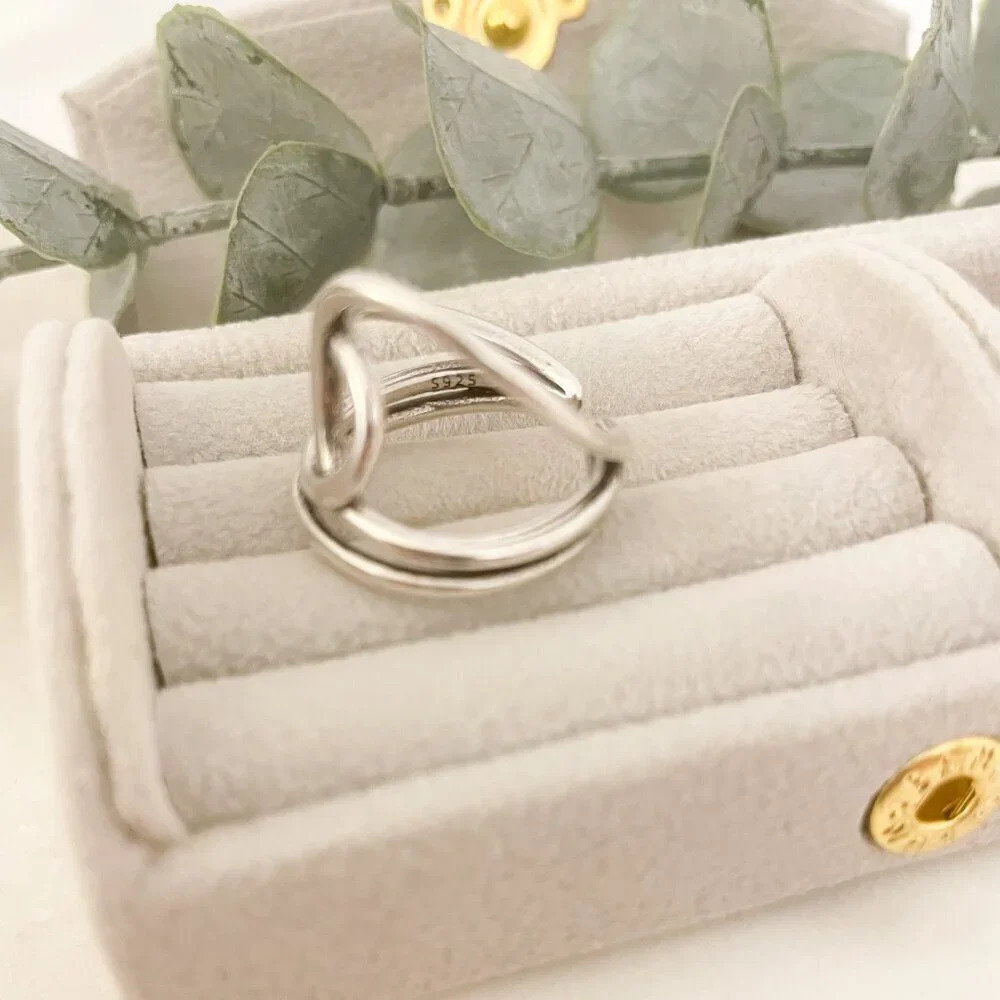925 Sterling Silver Big Knot Statement Ring Dainty Adjustable Ring - Picture 10 of 10